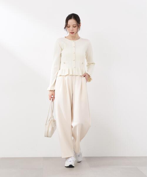 PROPORTION BODY DRESSING(プロポーションボディドレッシング)の「<a>カットイージータックパンツ / 1216139300(スウェットパンツ・レディース・ホワイト系その他/ベージュ/グレー系その他・P/S/MEDIUM)」の2枚目の写真