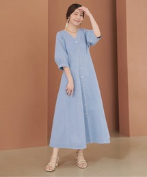 natural couture | ストレッチデニムベルト付きワンピース(ワンピース)