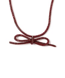 Ray BEAMS | LOTUS PINK / ラインストーン ボウ ネックレス(ネックレス)