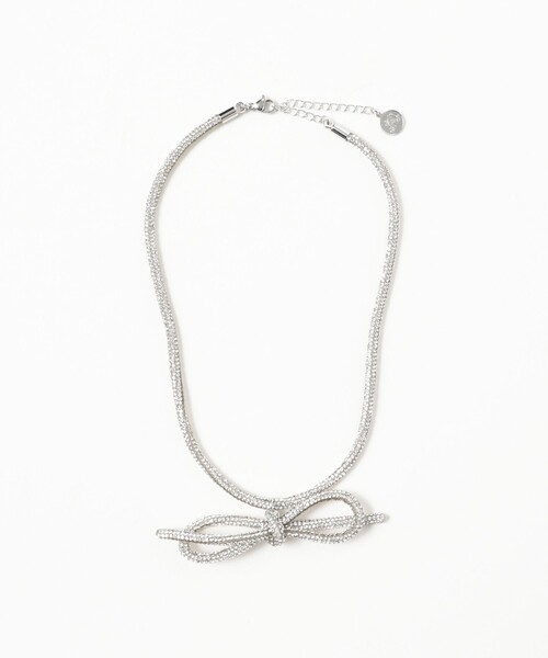 Ray BEAMS（レイビームス）の「LOTUS PINK / ラインストーン ボウ ネックレス（ネックレス・レディース・レッド/シルバー・ONE SIZE）」の3枚目の写真