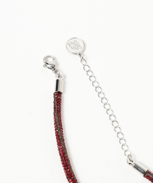 Ray BEAMS（レイビームス）の「LOTUS PINK / ラインストーン ボウ ネックレス（ネックレス・レディース・レッド/シルバー・ONE SIZE）」の6枚目の写真