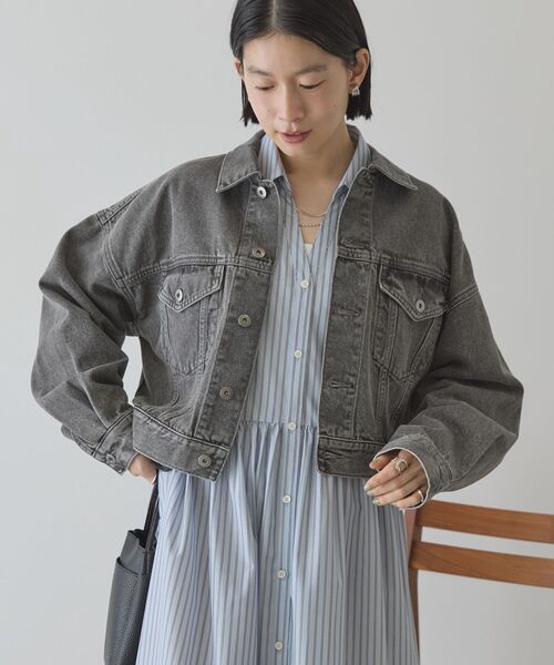 AMERICAN HOLIC(アメリカンホリック)の「ショート丈デニムジャケット(デニムジャケット・レディース・グレー/ワンウォッシュ/ライトインディゴブルー・M)」の14枚目の写真