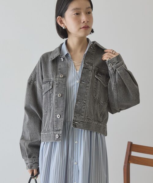 AMERICAN HOLIC(アメリカンホリック)の「ショート丈デニムジャケット(デニムジャケット・レディース・グレー/ワンウォッシュ/ライトインディゴブルー・M)」の15枚目の写真