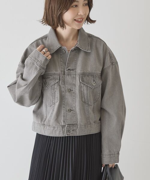 AMERICAN HOLIC(アメリカンホリック)の「ショート丈デニムジャケット(デニムジャケット・レディース・グレー/ワンウォッシュ/ライトインディゴブルー・M)」の20枚目の写真