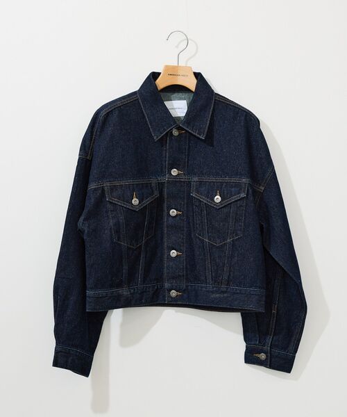 ショート丈ジャケット ダークデニム Fashion gジャン デニムジャケット Letter（ファッションレター） ジャケット・アウター