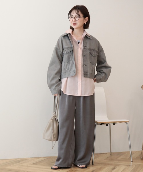 AMERICAN HOLIC(アメリカンホリック)の「ショート丈デニムジャケット(デニムジャケット・レディース・グレー/ワンウォッシュ/ライトインディゴブルー・M)」の4枚目の写真