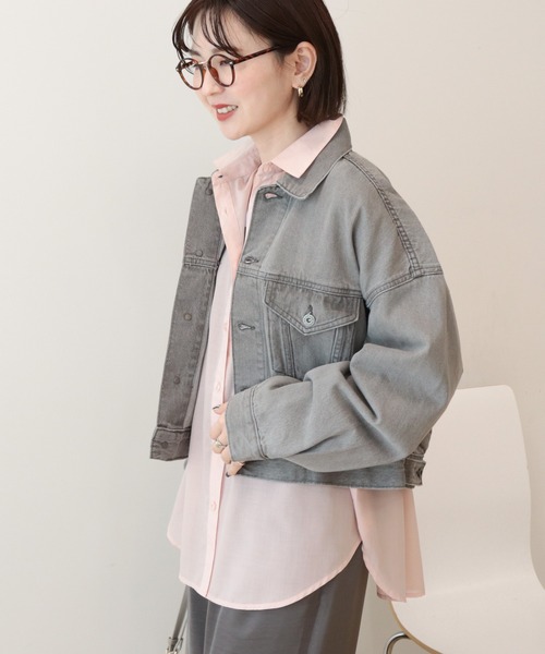 AMERICAN HOLIC(アメリカンホリック)の「ショート丈デニムジャケット(デニムジャケット・レディース・グレー/ワンウォッシュ/ライトインディゴブルー・M)」の6枚目の写真