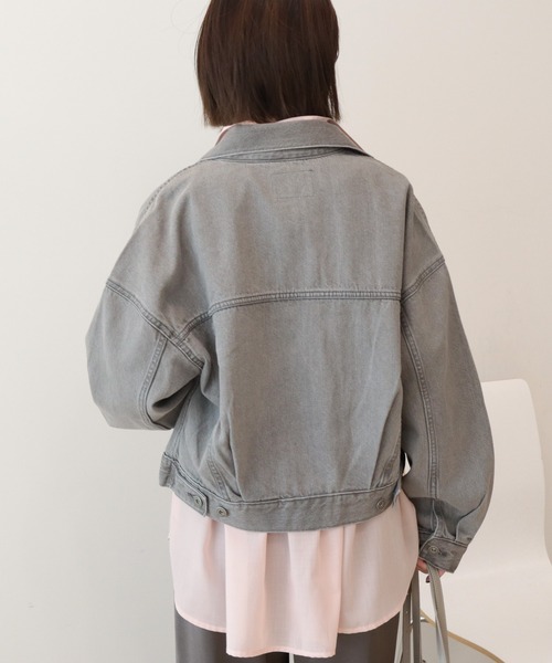 AMERICAN HOLIC(アメリカンホリック)の「ショート丈デニムジャケット(デニムジャケット・レディース・グレー/ワンウォッシュ/ライトインディゴブルー・M)」の7枚目の写真