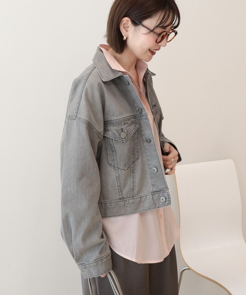 AMERICAN HOLIC(アメリカンホリック)の「ショート丈デニムジャケット(デニムジャケット・レディース・グレー/ワンウォッシュ/ライトインディゴブルー・M)」の8枚目の写真