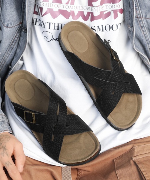 WESTBOY（ウエストボーイ）の「クロスベルトサンダル バックル付き フラット ビーチサンダル WO26S4SD07（サンダル・メンズ・グリーン/ブラック・42/45/44/43）」の6枚目の写真