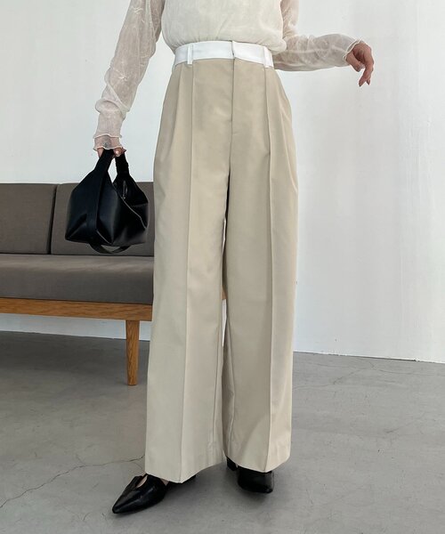 CAPRICIEUX LE'MAGE(カプリシューレマージュ)の「〈C.L〉バイカラーウエストパンツ(その他パンツ・レディース・ホワイト/ブラック/ベージュ・38/36)」の3枚目の写真