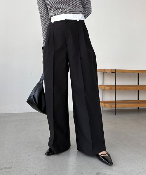 CAPRICIEUX LE'MAGE(カプリシューレマージュ)の「〈C.L〉バイカラーウエストパンツ(その他パンツ・レディース・ホワイト/ブラック/ベージュ・38/36)」の2枚目の写真