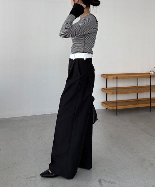 CAPRICIEUX LE'MAGE(カプリシューレマージュ)の「〈C.L〉バイカラーウエストパンツ(その他パンツ・レディース・ホワイト/ブラック/ベージュ・38/36)」の14枚目の写真