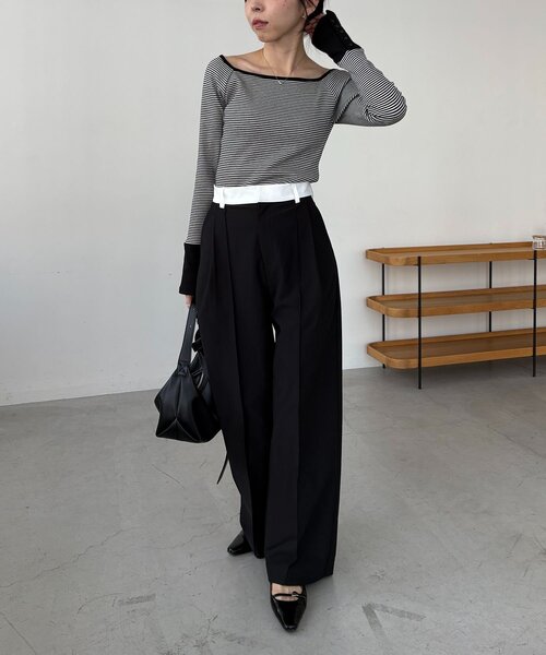 CAPRICIEUX LE'MAGE(カプリシューレマージュ)の「〈C.L〉バイカラーウエストパンツ(その他パンツ・レディース・ホワイト/ブラック/ベージュ・38/36)」の17枚目の写真