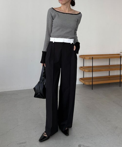 CAPRICIEUX LE'MAGE(カプリシューレマージュ)の「〈C.L〉バイカラーウエストパンツ(その他パンツ・レディース・ホワイト/ブラック/ベージュ・38/36)」の19枚目の写真