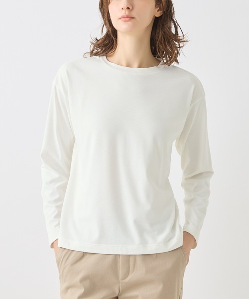 GUNZE(グンゼ)の「KIREILABO/キレイラボ ロングスリーブTシャツ クイックドライ&UVカット(Tシャツ/カットソー・レディース・ブラック/オリーブ/オフホワイト/ライトブルー・LARGE/MEDIUM/X-LARGE)」の1枚目の写真