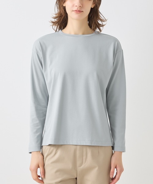 GUNZE(グンゼ)の「KIREILABO/キレイラボ ロングスリーブTシャツ クイックドライ&UVカット(Tシャツ/カットソー・レディース・ブラック/オリーブ/オフホワイト/ライトブルー・LARGE/MEDIUM/X-LARGE)」の4枚目の写真