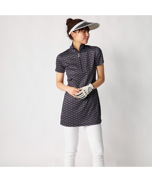 marie claire(マリ・クレール)の「marie claire GOLF/マリクレール ゴルフ ゴルフウェア 吸汗速乾 UVカット接触冷感 ハーフジップ チュニックワンピース(チュニック・レディース・ブラック/ライトブルー/ピンク・M/L/LL/3L)」の5枚目の写真