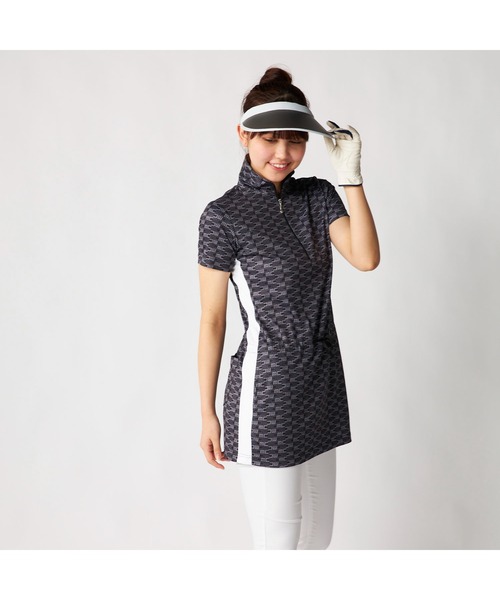 marie claire(マリ・クレール)の「marie claire GOLF/マリクレール ゴルフ ゴルフウェア 吸汗速乾 UVカット接触冷感 ハーフジップ チュニックワンピース(チュニック・レディース・ブラック/ライトブルー/ピンク・M/L/LL/3L)」の6枚目の写真