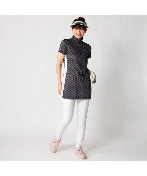 marie claire(マリ・クレール)の「marie claire GOLF/マリクレール ゴルフ ゴルフウェア 吸汗速乾 UVカット接触冷感 ハーフジップ チュニックワンピース(チュニック・レディース・ブラック/ライトブルー/ピンク・M/L/LL/3L)」の8枚目の写真