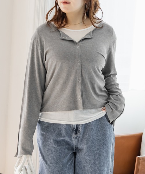 CLETTE（クレット）の「CLETTEオリジナルスナップボタン2WAYカットソー（Tシャツ/カットソー・レディース・ブラック/オフホワイト/グレー・LL/3L/4L）」の12枚目の写真