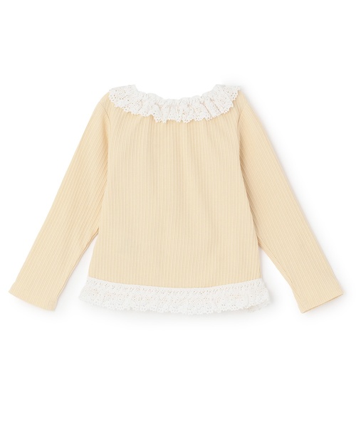 petit main(プティマイン)の「【リンク】レースフリルテレコ長袖Tシャツ(Tシャツ/カットソー・キッズ・オフホワイト/イエロー/トップグレー/ブラック・130cm/120cm/100cm/110cm/90cm/80cm)」の12枚目の写真