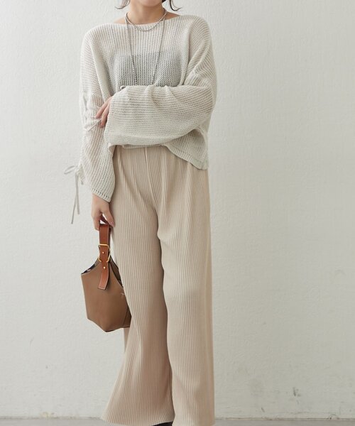 Remind me and forever（リマインドミーアンドフォーエバー）の「らくちんイージープリーツパンツ（その他パンツ・レディース・アイボリー/ブラック・FREE）」の4枚目の写真