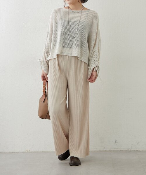 Remind me and forever（リマインドミーアンドフォーエバー）の「らくちんイージープリーツパンツ（その他パンツ・レディース・アイボリー/ブラック・FREE）」の7枚目の写真