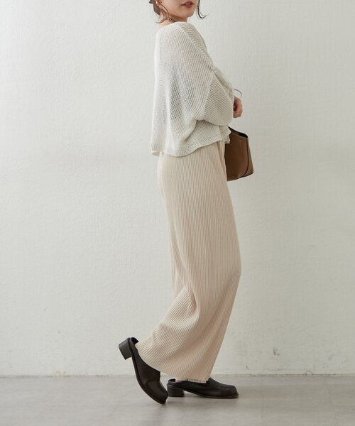 Remind me and forever（リマインドミーアンドフォーエバー）の「らくちんイージープリーツパンツ（その他パンツ・レディース・アイボリー/ブラック・FREE）」の9枚目の写真