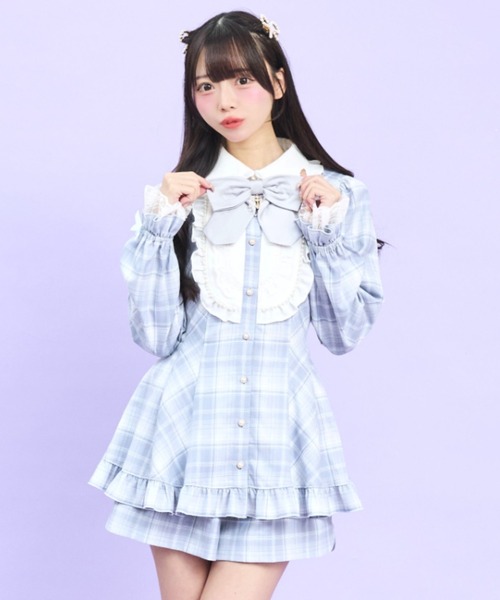 Secret Honey(シークレットハニー)の「パールロングヨークセットアップ(セットアップ・レディース・ライトブルー/ブラック・MEDIUM)」の2枚目の写真