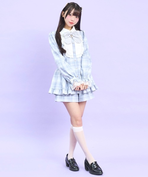 Secret Honey(シークレットハニー)の「パールロングヨークセットアップ(セットアップ・レディース・ライトブルー/ブラック・MEDIUM)」の3枚目の写真