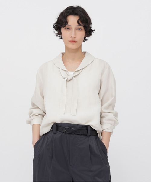 MARGARET HOWELL（マーガレットハウエル）の「SHIRTING LINEN（シャツ/ブラウス・レディース・オフホワイト/レッド/ブラック・2/1）」の2枚目の写真