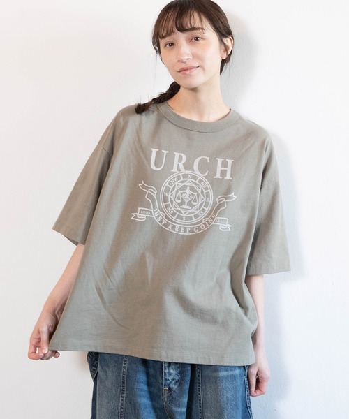 URCH RNA（アーチ アールエヌエー）の「M2604 マエニムカッテススムプリント半T（Tシャツ/カットソー・レディース・グレー/オリーブ/アイボリー・FREE）」の9枚目の写真