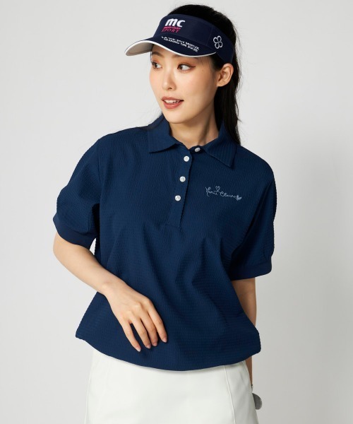 marie claire(マリ・クレール)の「【marie claire:マリ.クレール】レディース半袖サッカー素材シャツ ゴルフ(シャツ/ブラウス・レディース・グレー/ピンク/ネイビー・X-LARGE/XX-LARGE/MEDIUM/LARGE)」の2枚目の写真