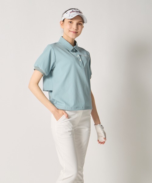 marie claire(マリ・クレール)の「【marie claire:マリ.クレール】レディース半袖サッカー素材シャツ ゴルフ(シャツ/ブラウス・レディース・グレー/ピンク/ネイビー・X-LARGE/XX-LARGE/MEDIUM/LARGE)」の20枚目の写真