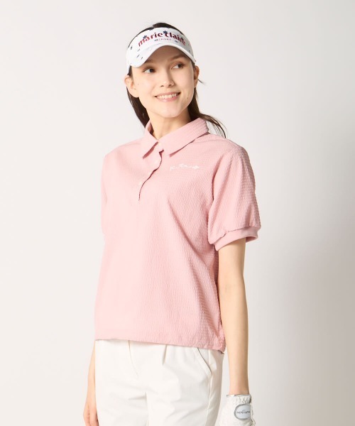 marie claire(マリ・クレール)の「【marie claire:マリ.クレール】レディース半袖サッカー素材シャツ ゴルフ(シャツ/ブラウス・レディース・グレー/ピンク/ネイビー・X-LARGE/XX-LARGE/MEDIUM/LARGE)」の11枚目の写真