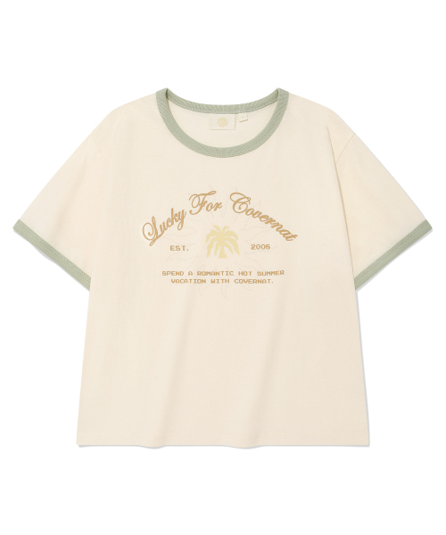 COVERNAT WOMAN（カバーナットウーマン）の「ウーマンサマーグラフィックリンガーTシャツアイボリー（Tシャツ/カットソー・レディース・その他・WS/WM）」の2枚目の写真