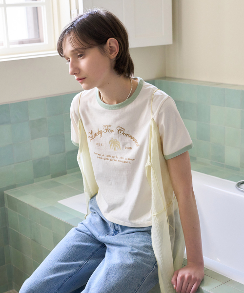 COVERNAT WOMAN（カバーナットウーマン）の「ウーマンサマーグラフィックリンガーTシャツアイボリー（Tシャツ/カットソー・レディース・その他・WS/WM）」の4枚目の写真