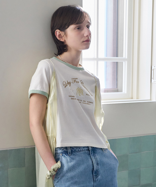 COVERNAT WOMAN（カバーナットウーマン）の「ウーマンサマーグラフィックリンガーTシャツアイボリー（Tシャツ/カットソー・レディース・その他・WS/WM）」の5枚目の写真