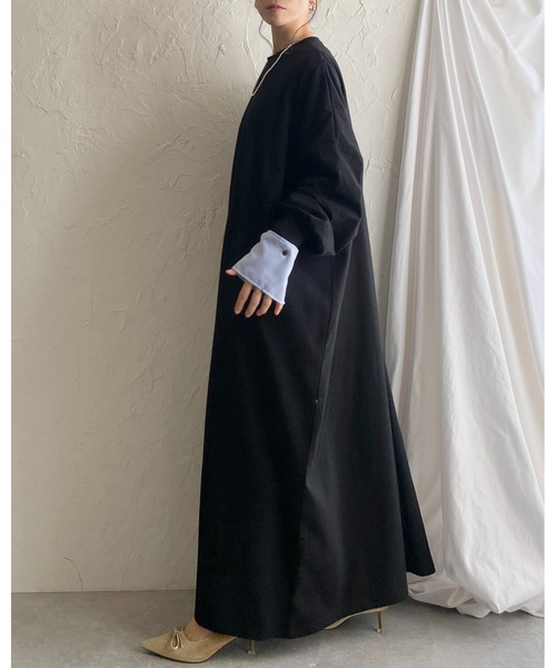 She's Closet(シーズクローゼット)の「長袖 オーバーサイズ ドルマンスリーブ ボリューム ロングTシャツワンピース(ワンピース・レディース・アイボリー/ブラック/杢グレー・FREE)」の16枚目の写真