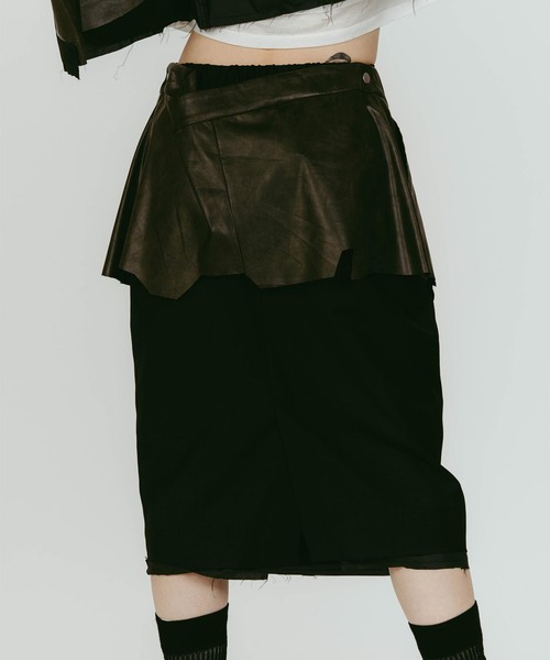 Knuth Marf(クヌースマーフ)の「Knuth Marf/クヌースマーフ cut layered mid length skirt(スカート・レディース・チャコールグレー/ブラック・SMALL/X-SMALL)」の3枚目の写真