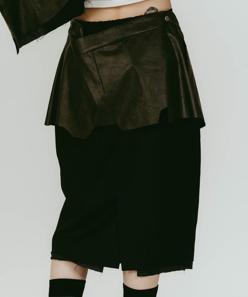 Knuth Marf(クヌースマーフ)の「Knuth Marf/クヌースマーフ cut layered mid length skirt(スカート・レディース・チャコールグレー/ブラック・SMALL/X-SMALL)」の4枚目の写真