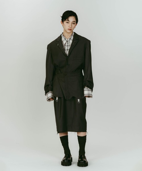 Knuth Marf(クヌースマーフ)の「Knuth Marf/クヌースマーフ cut layered mid length skirt(スカート・レディース・チャコールグレー/ブラック・SMALL/X-SMALL)」の5枚目の写真