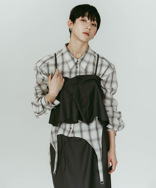Knuth Marf(クヌースマーフ)の「Knuth Marf/クヌースマーフ cut layered mid length skirt(スカート・レディース・チャコールグレー/ブラック・SMALL/X-SMALL)」の8枚目の写真