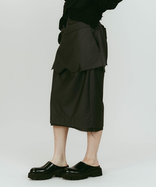 Knuth Marf(クヌースマーフ)の「Knuth Marf/クヌースマーフ cut layered mid length skirt(スカート・レディース・チャコールグレー/ブラック・SMALL/X-SMALL)」の12枚目の写真