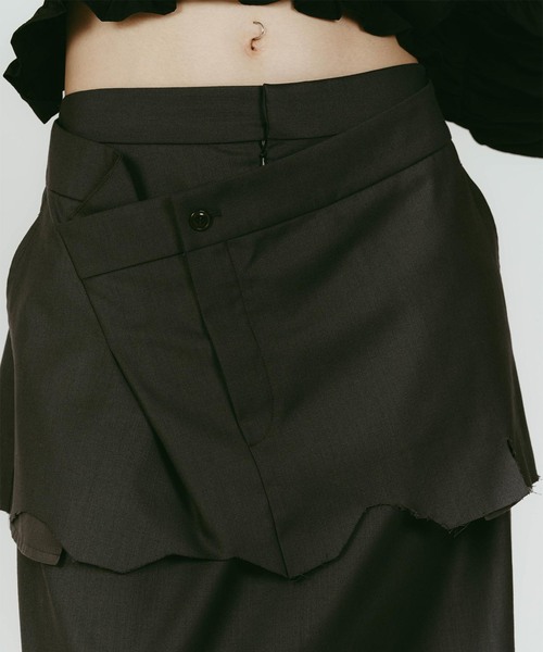Knuth Marf(クヌースマーフ)の「Knuth Marf/クヌースマーフ cut layered mid length skirt(スカート・レディース・チャコールグレー/ブラック・SMALL/X-SMALL)」の15枚目の写真