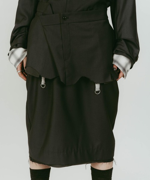 Knuth Marf(クヌースマーフ)の「Knuth Marf/クヌースマーフ cut layered mid length skirt(スカート・レディース・チャコールグレー/ブラック・SMALL/X-SMALL)」の17枚目の写真