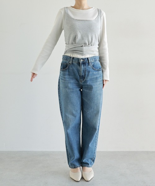Freesia by andme(フリージアバイアンドミー)の「カシュクールニットビスチェ(キャミソール・レディース・ブラック/グレー・M)」の22枚目の写真