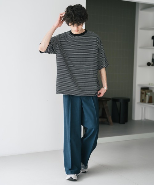 Rocky Monroe(ロッキーモンロー)の「接触冷感 多機能素材リネンライク ワンタックセンタープレスワイドストレートイージーパンツ(スラックス・メンズ・ブラウン/チャコール/ネイビー/オフホワイト/ブルーグリーン/ブラック/カーキ・M/L/XL)」の14枚目の写真