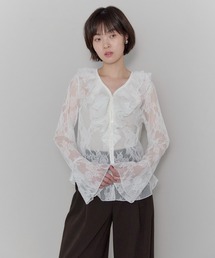 leimn | Vネックレースラッフルブラウス(シャツ/ブラウス)